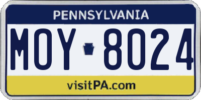 PA license plate MOY8024