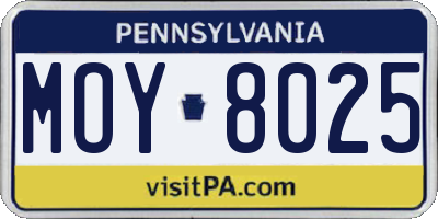PA license plate MOY8025