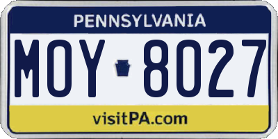 PA license plate MOY8027