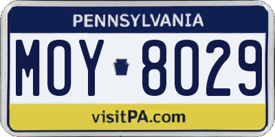 PA license plate MOY8029