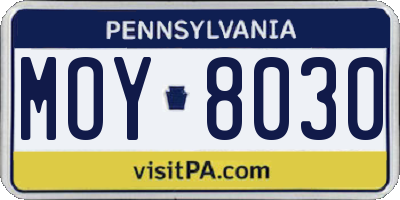 PA license plate MOY8030