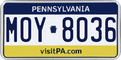 PA license plate MOY8036