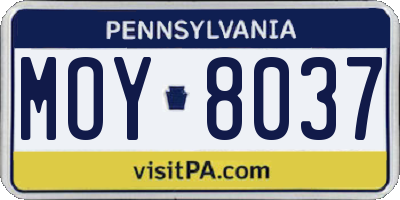 PA license plate MOY8037