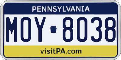 PA license plate MOY8038