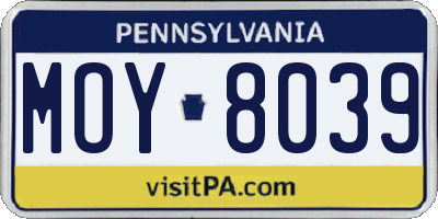 PA license plate MOY8039