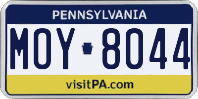 PA license plate MOY8044