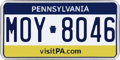 PA license plate MOY8046