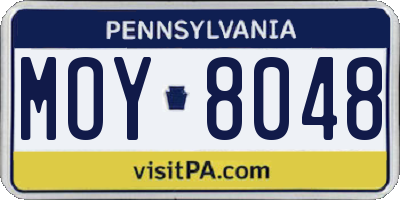 PA license plate MOY8048