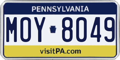 PA license plate MOY8049