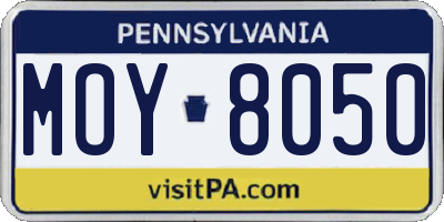 PA license plate MOY8050