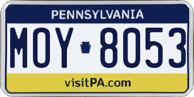 PA license plate MOY8053