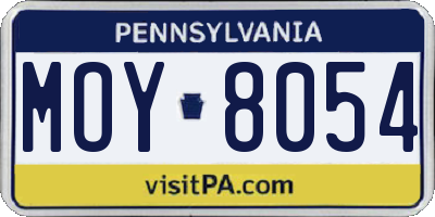 PA license plate MOY8054