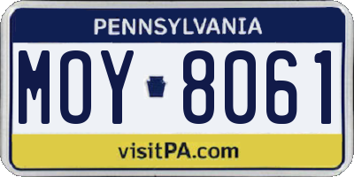 PA license plate MOY8061
