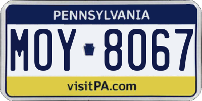 PA license plate MOY8067