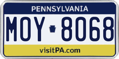 PA license plate MOY8068