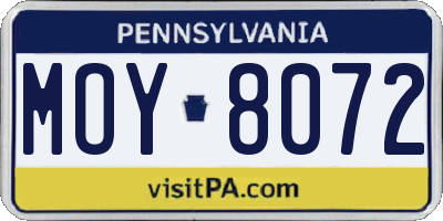 PA license plate MOY8072