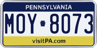 PA license plate MOY8073