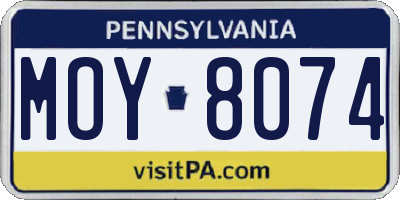 PA license plate MOY8074
