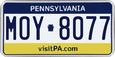 PA license plate MOY8077