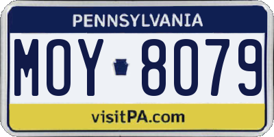 PA license plate MOY8079