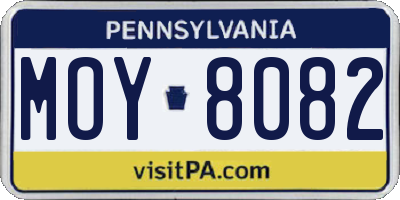 PA license plate MOY8082