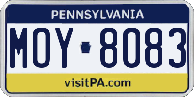 PA license plate MOY8083