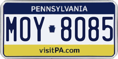 PA license plate MOY8085