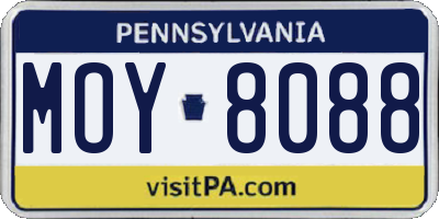 PA license plate MOY8088