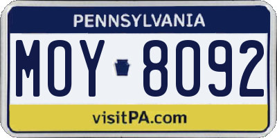 PA license plate MOY8092