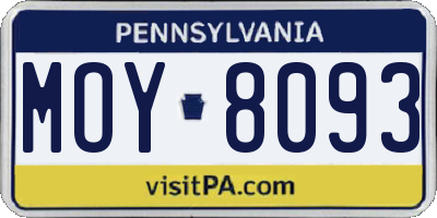 PA license plate MOY8093