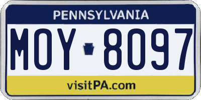 PA license plate MOY8097