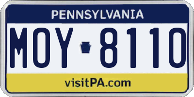 PA license plate MOY8110