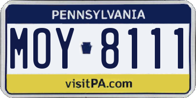 PA license plate MOY8111