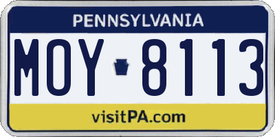 PA license plate MOY8113