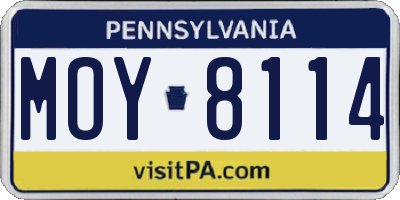 PA license plate MOY8114