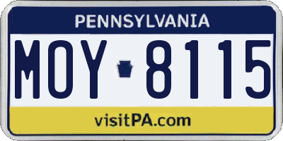 PA license plate MOY8115