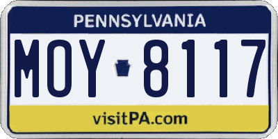 PA license plate MOY8117