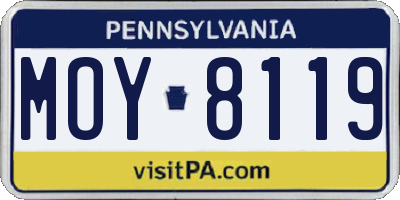 PA license plate MOY8119