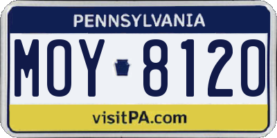 PA license plate MOY8120
