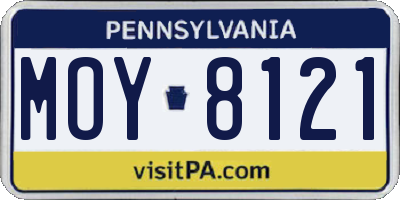 PA license plate MOY8121