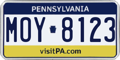PA license plate MOY8123