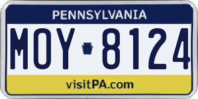 PA license plate MOY8124