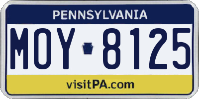 PA license plate MOY8125