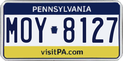 PA license plate MOY8127