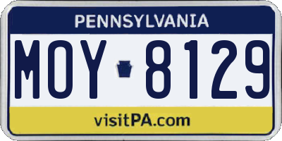 PA license plate MOY8129