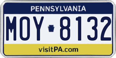 PA license plate MOY8132
