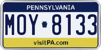 PA license plate MOY8133