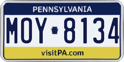PA license plate MOY8134