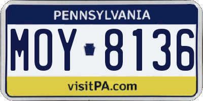 PA license plate MOY8136