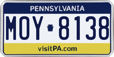 PA license plate MOY8138